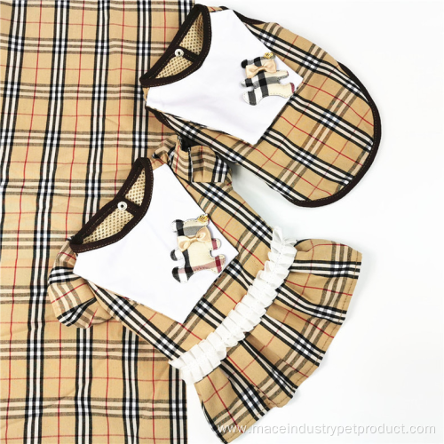 fashion dog clothing plaid striped pet dress skirt